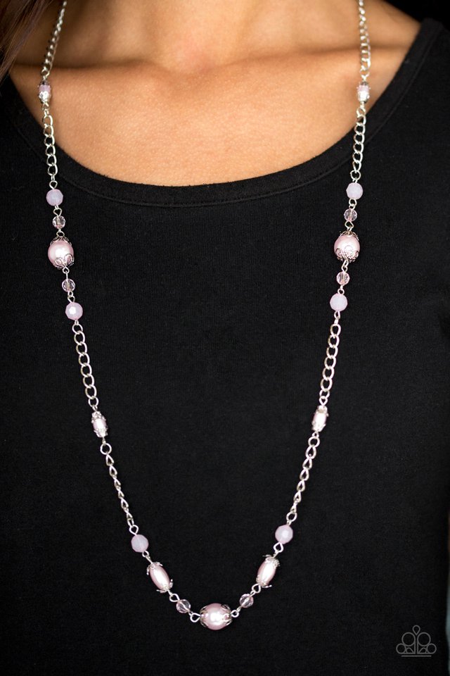 Paparazzi long store pink necklace