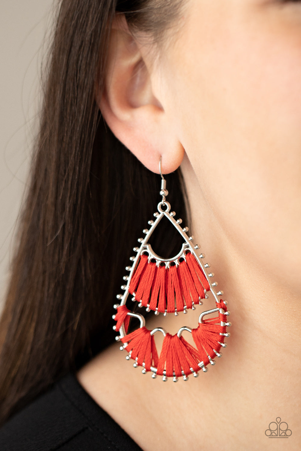 Paparazzi red shop tassel earrings