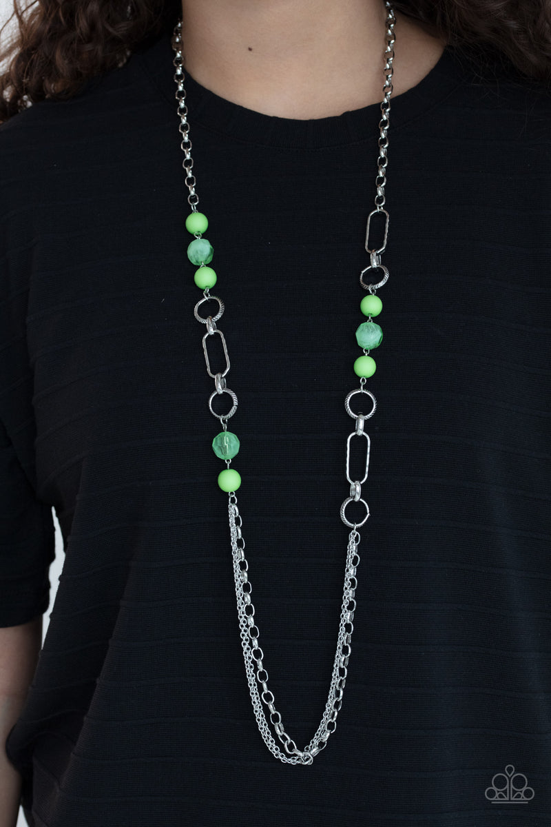 Paparazzi long shop green necklace