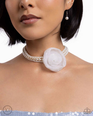 Radiant Rosette - White Necklace - Paparazzi Accessories