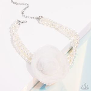 Radiant Rosette - White Necklace - Paparazzi Accessories