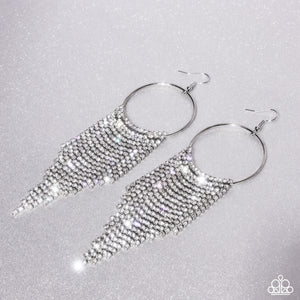 Streamlined Shimmer - White Earrings - Paparazzi Accessories