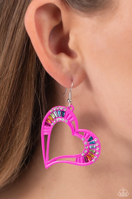 Embellished Emeralds - Pink Earrings - Paparazzi Accessories