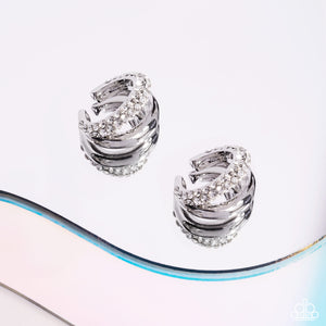 Sizzling Spotlight - White Post Earrings - Paparazzi Accessories
