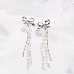 Garden Gain - White Post Earrings - Paparazzi Accessories