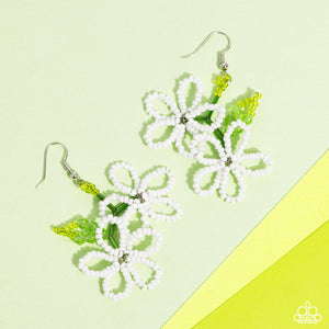 Beaded Blooms - White Earrings - Paparazzi Accessories