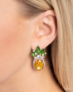 Prismatic Pineapple - Yellow Post Earrings - Paparazzi Accessories