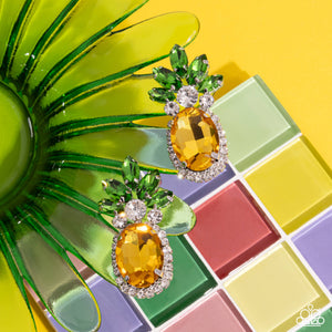 Prismatic Pineapple - Yellow Post Earrings - Paparazzi Accessories