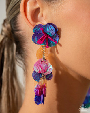 Under the Waves - Purple Post Earrings - Paparazzi Accessories