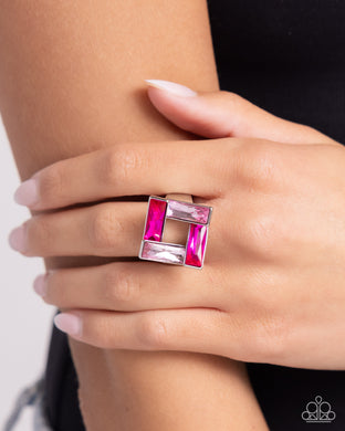 Sinuous Square - Pink Ring - Paparazzi Accessories