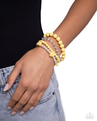 Rosy Retrospection - Yellow Bracelet - Paparazzi Accessories