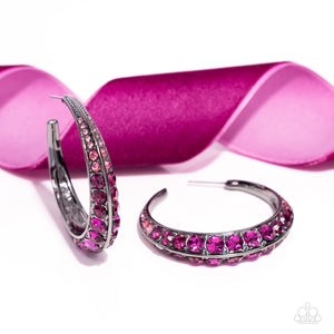 Embedded Edge - Pink Earrings - Paparazzi Accessories