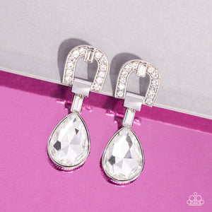 In ARCHING Order - White Post Earrings - Paparazzi Accessories