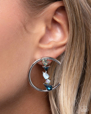 Pronged Patchwork - Blue Post Earrings - Paparazzi Accessories