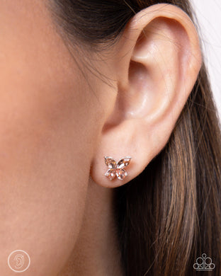 Threaded Travel - Orange Post Earrings - Paparazzi Accessories