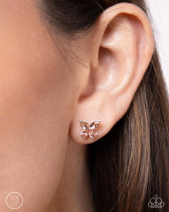 Threaded Travel - Orange Post Earrings - Paparazzi Accessories