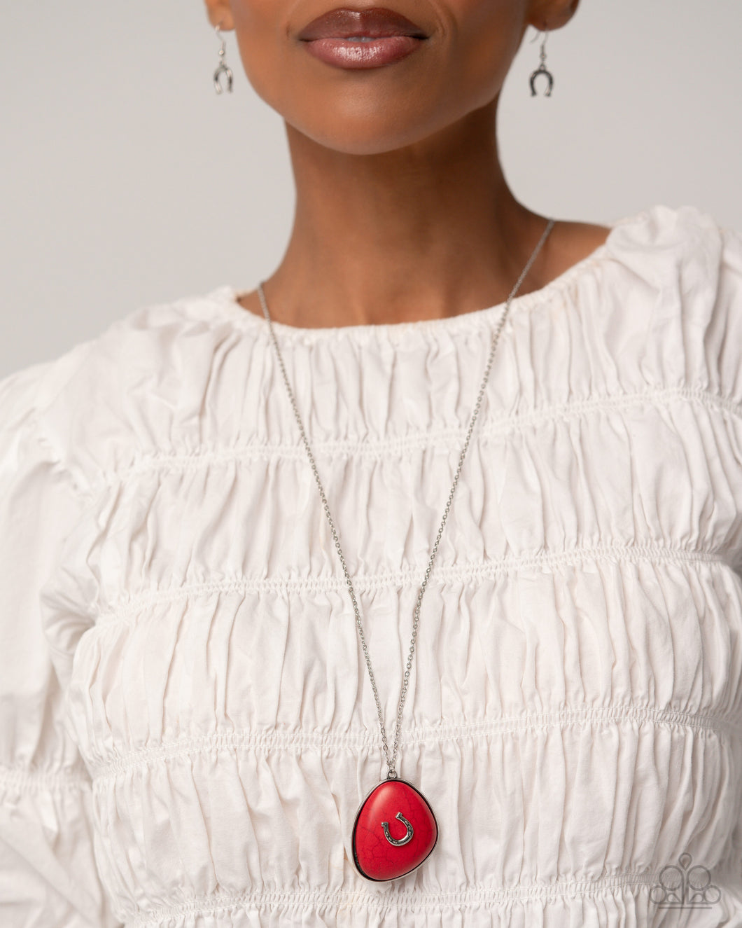 Horseshoe Hoedown - Red Necklace - Paparazzi Accessories