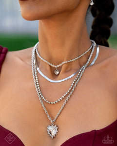 Excessive Embellishment - White Necklace - Paparazzi Accessories