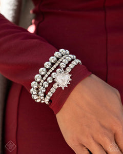 Excessive Elegance - White Bracelet - Paparazzi Accessories