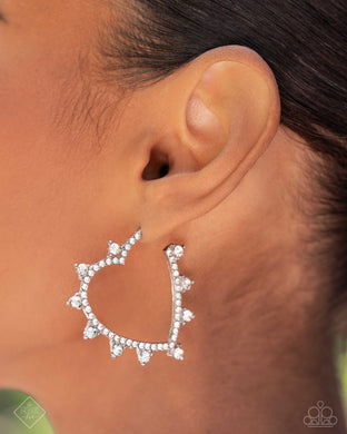 Excessive Elevation - White Earrings - Paparazzi Accessories