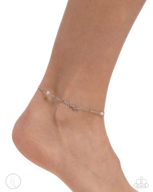 Ladylike Loop - White Anklet - Paparazzi Accessories