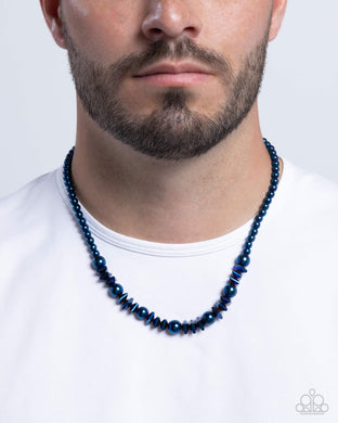 Metallic Memory - Blue Mens Necklace - Paparazzi Accessories