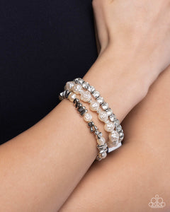 Fair Florals - White Bracelet - Paparazzi Accessories