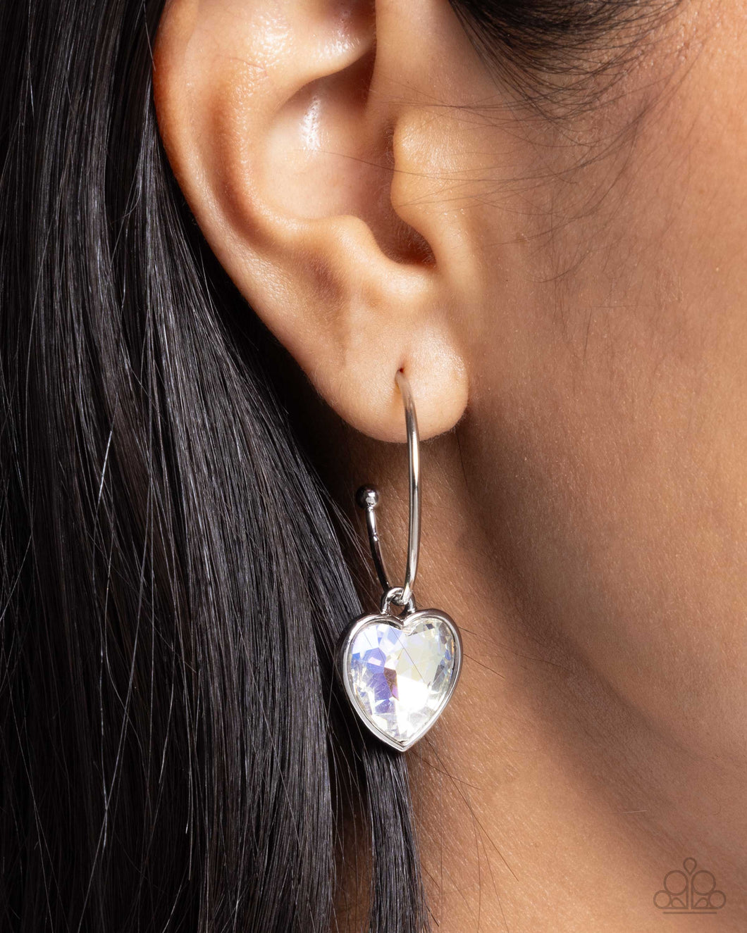 Diamond of the Night - White Earrings - Paparazzi Accessories