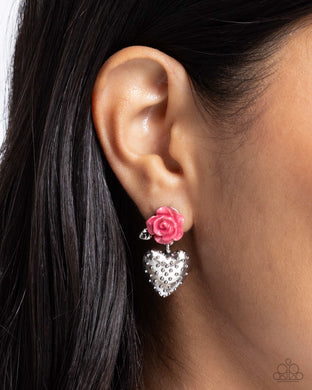 Girly Grade - Pink Post Earrings - Paparazzi Accessories