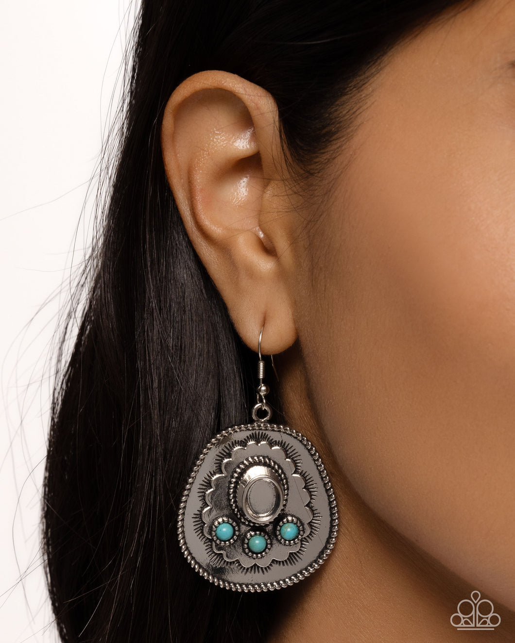 Cowboy Chaperone - Blue Earrings - Paparazzi Accessories