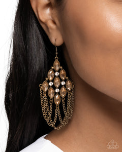 Trenchant Transformation - Brass Earrings - Paparazzi Accessories