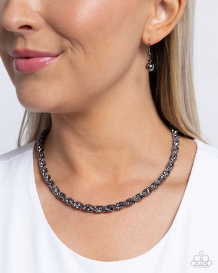 Edgy Etching - Black Necklace - Paparazzi Accessories