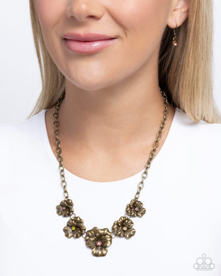 Blatant Botanicals - Brass Necklace - Paparazzi Accessories