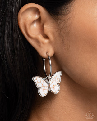 Melodic Mariposa - White Earrings - Paparazzi Accessories