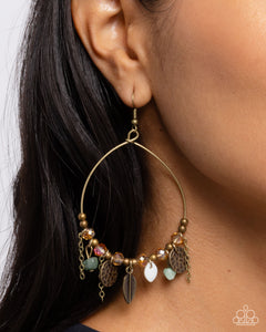 Feathered Fringe - Brass Earrings - Paparazzi Accessories