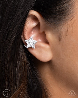 Stellar Skill - White Post Earrings - Paparazzi Accessories