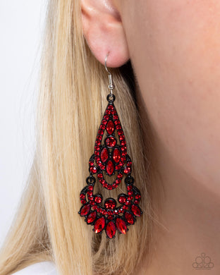 Opera Stage - Red Earrings - Paparazzi Accessories