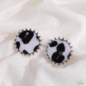 Cowhide Couture - Black Post Earrings - Paparazzi Accessories