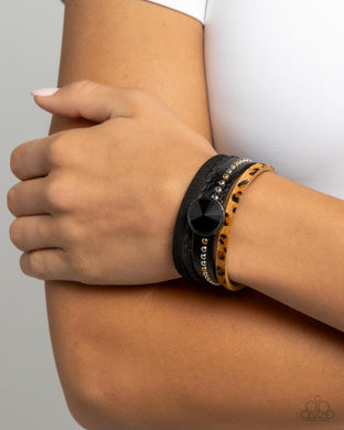 Fair LEATHER - Black Bracelet - Paparazzi Accessories