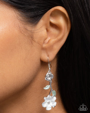 Flourishing Activity - White Earrings - Paparazzi Accessories