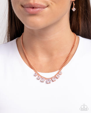 Seeking Out Squares - Copper Necklace - Paparazzi Accessories