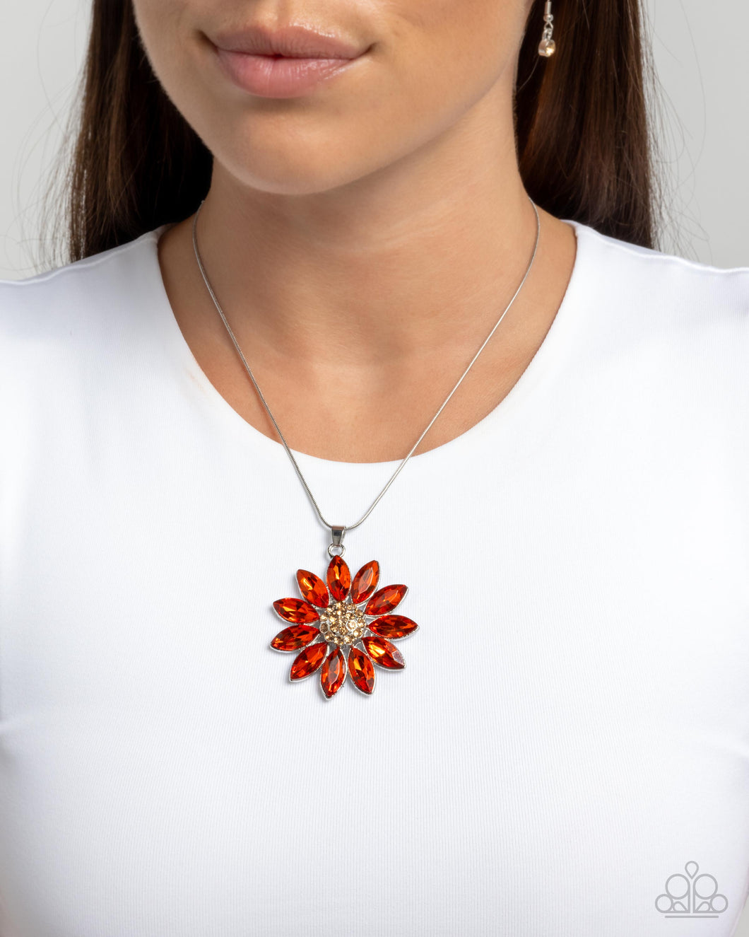 Fortunate Floral - Orange Necklace - Paparazzi Accessories