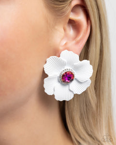 Organic Growth - White Post Earrings - Paparazzi Accessories