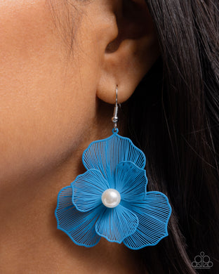 PETAL the Score - Blue Earrings - Paparazzi Accessories