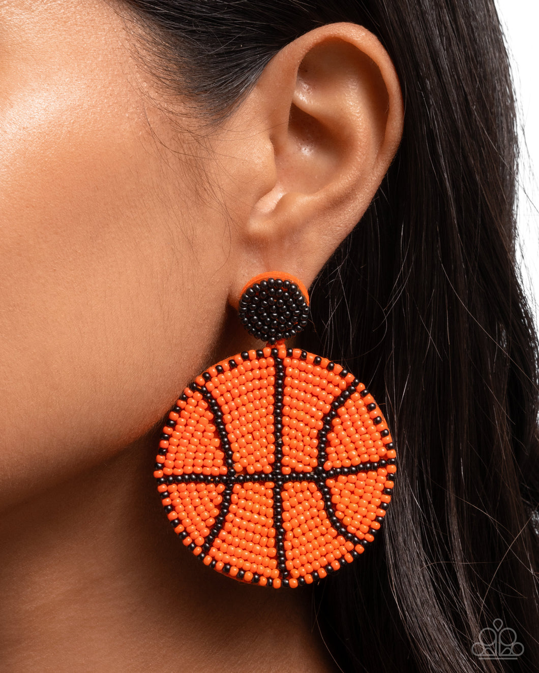 Shooting Hoops - Orange Post Earrings - Paparazzi Accessories