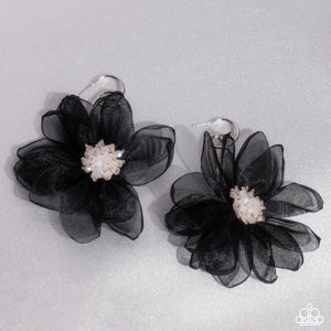 Cosmopolitan Chiffon - Black Earrings - Paparazzi Accessories