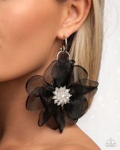 Cosmopolitan Chiffon - Black Earrings - Paparazzi Accessories