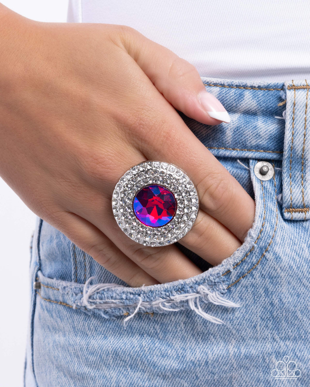 Bedazzled Babe - Pink Ring - Paparazzi Accessories