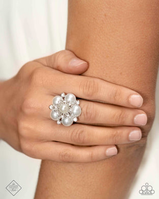 Friendly Flair - White Ring - Paparazzi Accessories