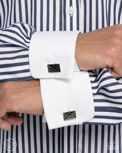 Crisscrossed Captain - Black Mens Cuff Links - Paparazzi Accessories